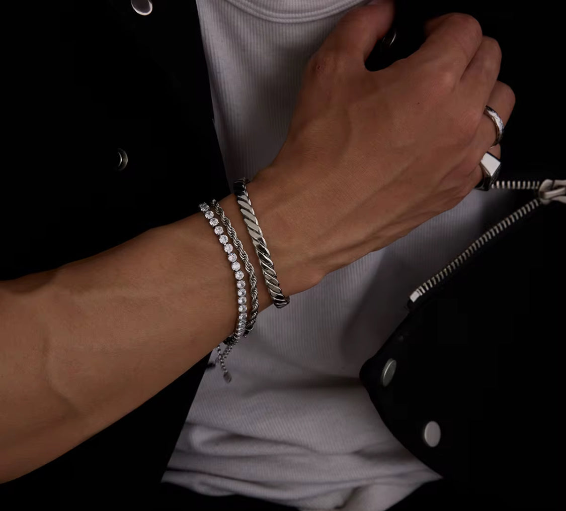 Reagan Silver Rope Bracelet